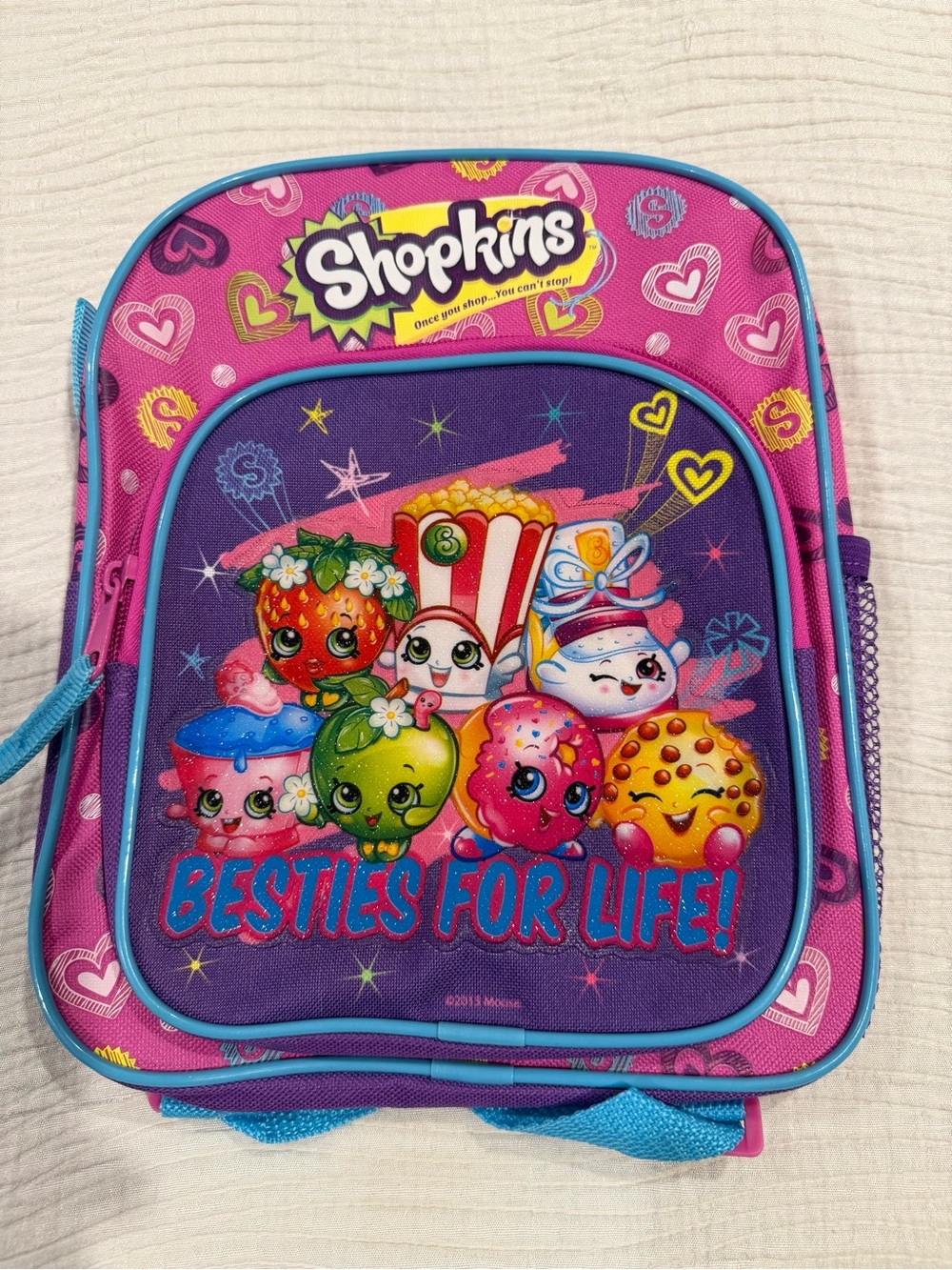 Shopkins Pink & Purple Kids Backpack with Blue Trim - Besties Graphic